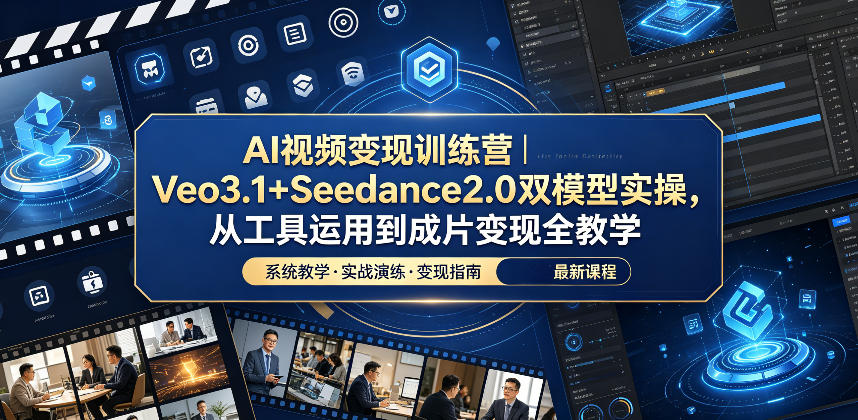 AI视频变现训练营|Veo3.1+Seedance2.0双模型实操,从工具运用到成片变现全教学-智云网创 - 网创副业项目资源站