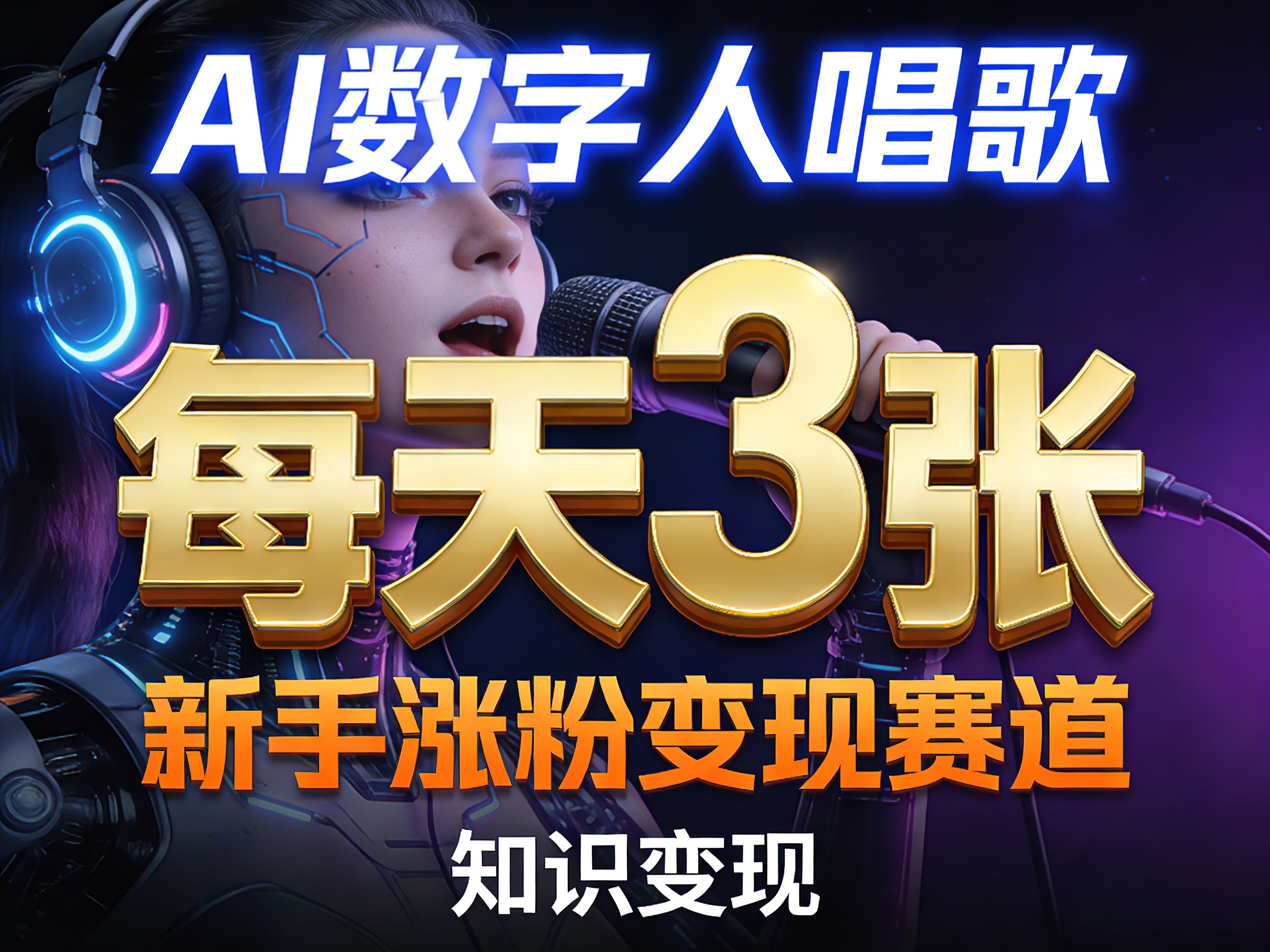 AI数字人唱歌,新手涨粉变现赛道,每天3张和知识付费,副业必备-智云网创 - 网创副业项目资源站