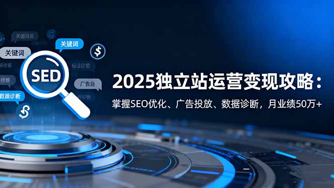 2025独立站运营变现攻略:掌握SEO优化、广告投放、数据诊断,月业绩50万+-智云网创 - 网创副业项目资源站