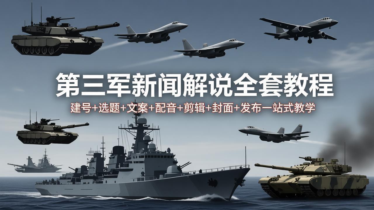 第三军迷新闻解说全套教程：建号+选题+文案+配音+剪辑+封面+发布一站式教学-智云网创 - 网创副业项目资源站