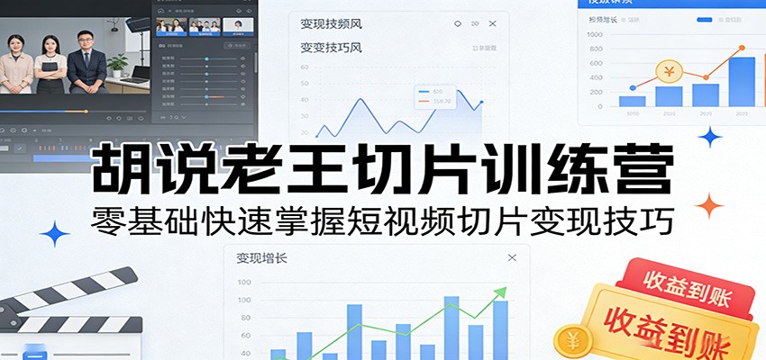 胡说老王切片训练营，零基础快速掌握短视频切片变现技巧-智云网创 - 网创副业项目资源站