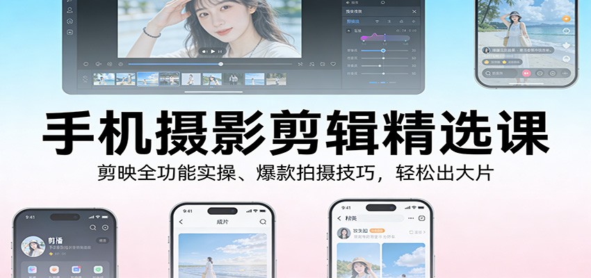 手机摄影剪辑精选课:剪映全功能实操、爆款拍摄技巧,轻松出大片-智云网创 - 网创副业项目资源站