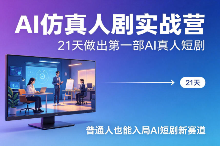 AI仿真人剧实战营,21天做出第一部AI真人短剧,普通人也能入局AI短剧新赛道-智云网创 - 网创副业项目资源站
