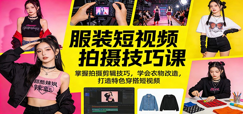 服装短视频拍摄技巧课：掌握拍摄剪辑技巧，学会衣物改造，打造特色穿搭短视频-智云网创 - 网创副业项目资源站
