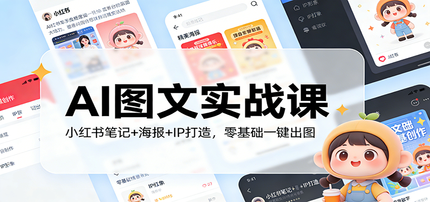 AI图文实战课：小红书笔记+海报+IP打造，零基础一键出图-智云网创 - 网创副业项目资源站