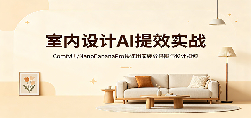 室内设计AI提效实战：ComfyUI/NanoBananaPro快速出家装效果图与设计视频-智云网创 - 网创副业项目资源站
