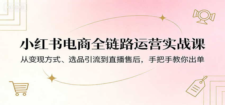 小红书电商全链路运营实战课：从变现方式、选品引流到直播售后，手把手教你出单-智云网创 - 网创副业项目资源站