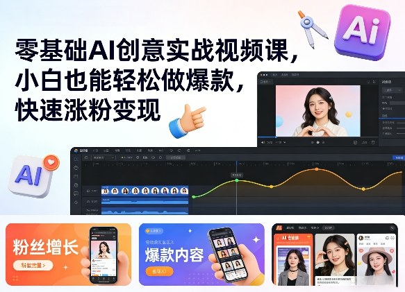 零基础AI创意实战视频课,小白也能轻松做爆款,快速涨粉变现-智云网创 - 网创副业项目资源站