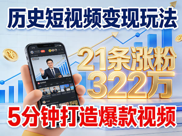 历史短视频变现玩法，不露脸出镜，5分钟打造爆款视频-智云网创 - 网创副业项目资源站