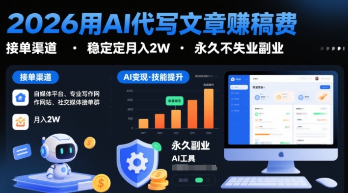 2026用AI代写文章賺稿费，提供接单渠道，稳定月入2W，永久不失业副业-智云网创 - 网创副业项目资源站