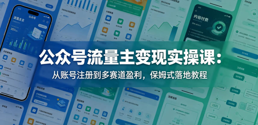 公众号流量主变现实操课:从账号注册到多赛道盈利,保姆式落地教程-智云网创 - 网创副业项目资源站