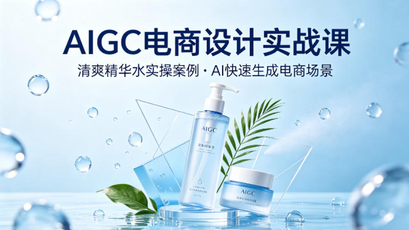AIGC电商设计实战课,以清爽精华水为实操案例,教你用AI快速生成电商场景-智云网创 - 网创副业项目资源站
