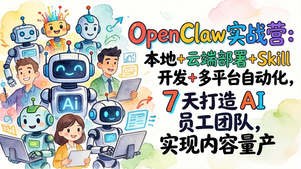 OpenClaw实战营:本地+云端部署+Skill开发+多平台自动化,7 天打造 AI 员工团队,实现内容量产-智云网创 - 网创副业项目资源站