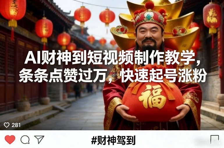 AI财神到短视频制作教学，条条点赞过万，快速起号涨粉-智云网创 - 网创副业项目资源站