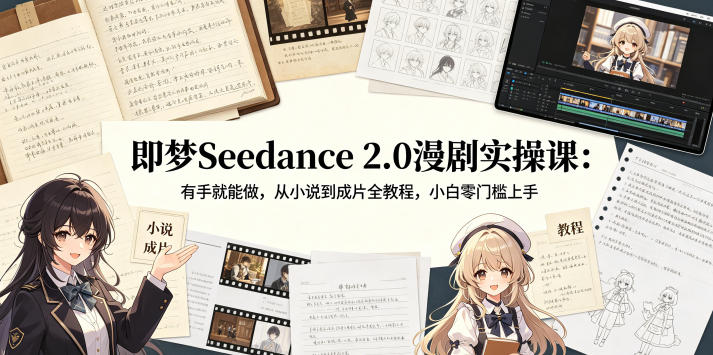 即梦Seedance 2.0漫剧实操课:有手就能做,从小说到成片全教程,小白零门槛上手-智云网创 - 网创副业项目资源站