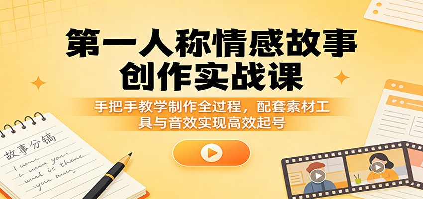 第一人称情感故事创作实战课：手把手教学制作全过程，配套素材工具与音效实现高效起号-智云网创 - 网创副业项目资源站
