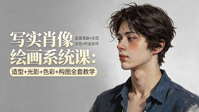 写实肖像绘画系统课:造型+光影+色彩+构图全套教学,配套笔刷+示范+作业点评-智云网创 - 网创副业项目资源站