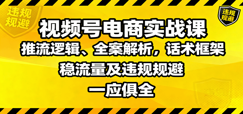 视频号电商实战课:推流逻辑、全案解析,话术框架,稳流量及违规规避等-智云网创 - 网创副业项目资源站