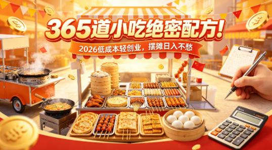 365道小吃绝密配方!2026低成本轻创业,摆摊日入不愁-智云网创 - 网创副业项目资源站