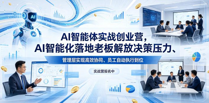 AI智能体实战创业营26年4月23-25号线下课，AI智能化落地老板解放决策压力、管理层实现高效协同、员工自动执行到位-智云网创 - 网创副业项目资源站