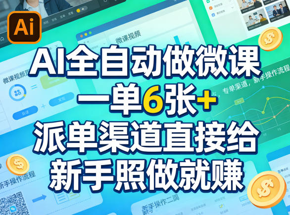 AI全自动做微课，一单6张+，派单渠道直接给，新手照做就賺-智云网创 - 网创副业项目资源站