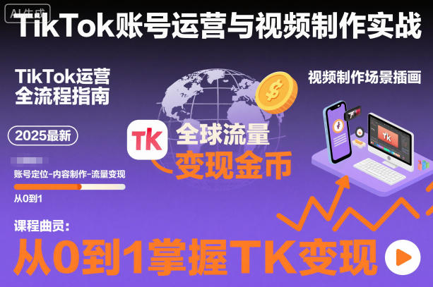 2025最新TikTok账号运营与视频制作实战全流程，从0到1掌握TK变现（含11月最新TK搬运技术）-智云网创 - 网创副业项目资源站