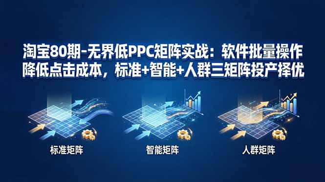 淘宝80期-无界低PPC矩阵实战：软件批量操作降低点击成本，标准+智能+人群三矩阵投产择优-智云网创 - 网创副业项目资源站