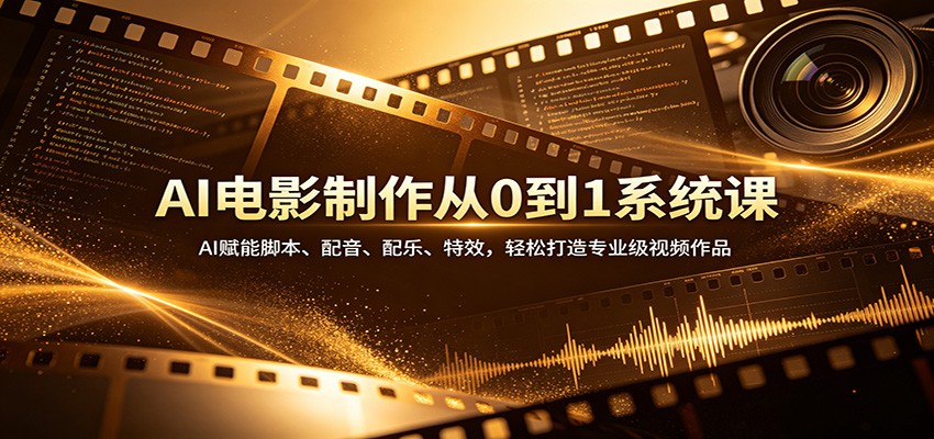 AI电影制作从0到1系统课:AI赋能脚本、配音、配乐、特效,轻松打造专业级视频作品-智云网创 - 网创副业项目资源站