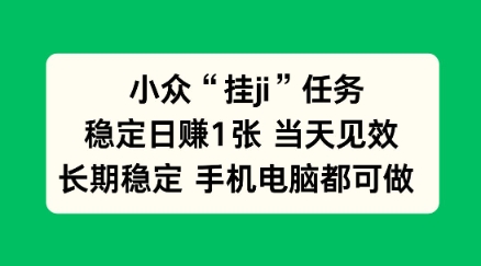 小众挂ji任务手机电脑都能挂，稳定日賺1张+，当天见效【揭秘】-智云网创 - 网创副业项目资源站