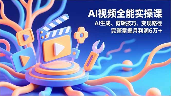 AI视频全能实操课,AI生成、剪辑技巧、变现路径,完整掌握月利润6万+-智云网创 - 网创副业项目资源站