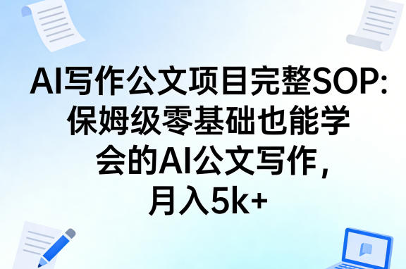 AI写作公文项目完整SOP,保姆级零基础也能学会的AI公文写作,月入5k+-智云网创 - 网创副业项目资源站