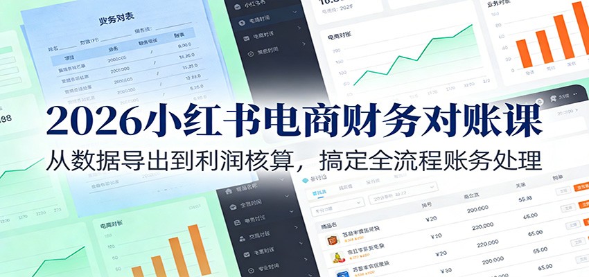 2026小红书电商财务对账课：从数据导出到利润核算，搞定全流程账务处理-智云网创 - 网创副业项目资源站