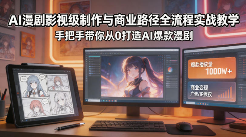 AI漫剧影视级制作与商业路径全流程实战教学，手带你从0打造AI爆款漫剧-智云网创 - 网创副业项目资源站