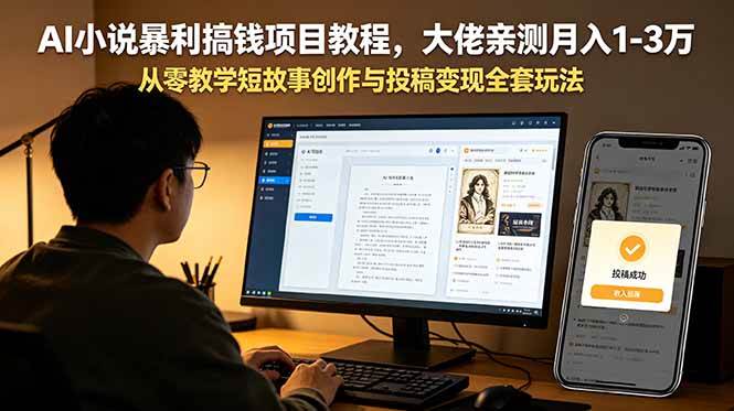 (18913期)AI小说暴利搞钱项目教程-更新,大佬亲测月入1-3万,从零教学短故事创作与投稿变现全套玩法-智云网创 - 网创副业项目资源站