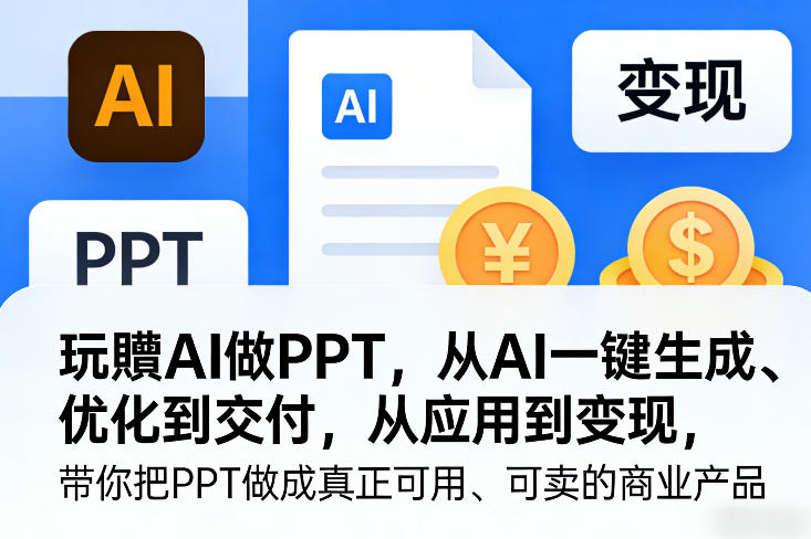 玩賺AI做PPT,从AI一键生成、优化到交付,从应用到变现,带你把PPT做成真正可用、可卖的商业产品-智云网创 - 网创副业项目资源站