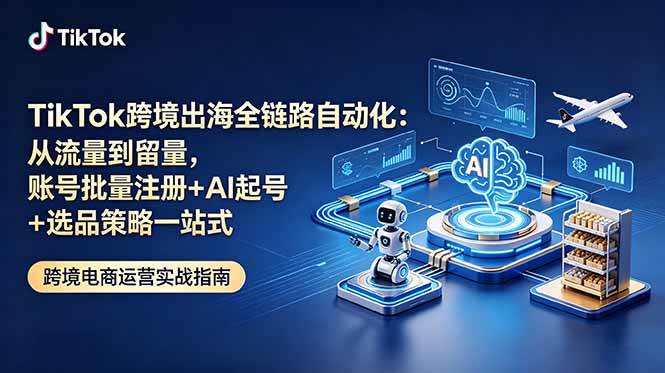 （18907期）TikTok跨境出海全链路自动化：从流量到留量，账号批量注册+AI起号+选品策略一站式-智云网创 - 网创副业项目资源站