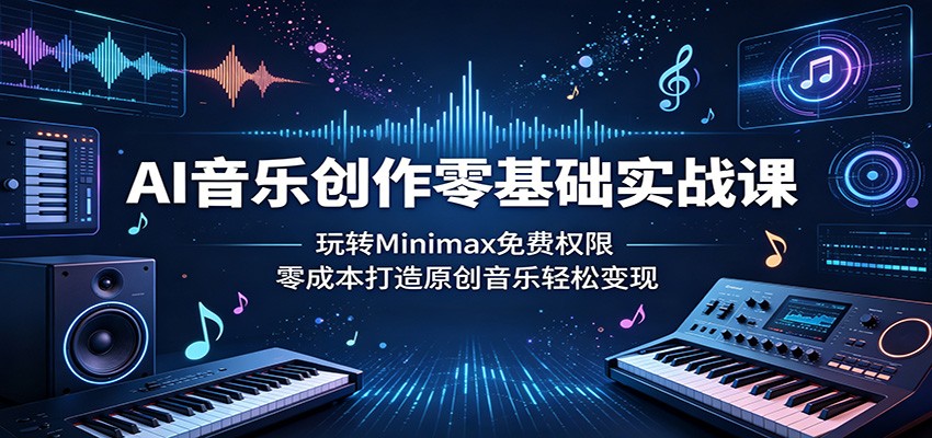AI音乐创作零基础实战课:玩转Minimax免费权限,零成本打造原创音乐轻松变现-智云网创 - 网创副业项目资源站