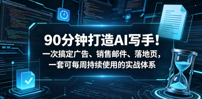 90分钟打造AI写手!一次搞定广告、销售邮件、落地页,一套可每周持续使用的实战体系【原创双语字幕】-智云网创 - 网创副业项目资源站