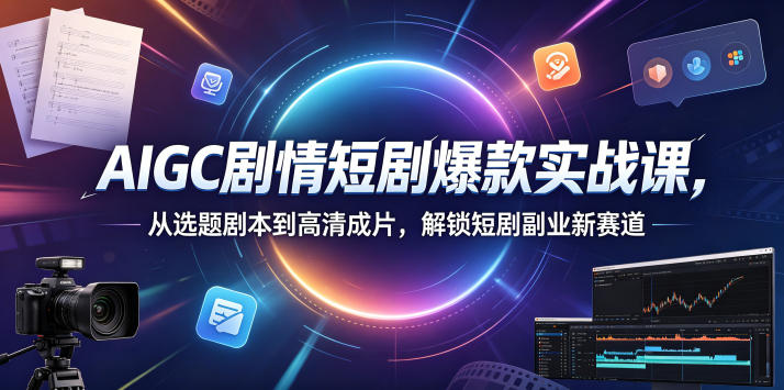 AIGC剧情短剧爆款实战课,从选题剧本到高清成片,解锁短剧副业新赛道-智云网创 - 网创副业项目资源站