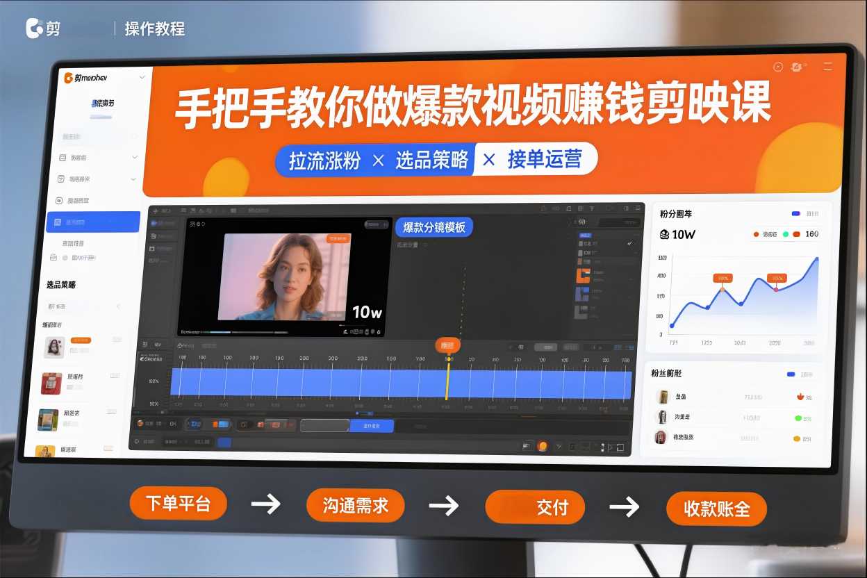 手把手教你做爆款视频赚钱剪映课，手把手教学拉流涨粉、选品策略和接单运营（更新2026）-智云网创 - 网创副业项目资源站