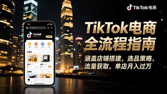 TikTok电商全流程指南,涵盖店铺搭建、选品策略、流量获取,单店月入过万-智云网创 - 网创副业项目资源站