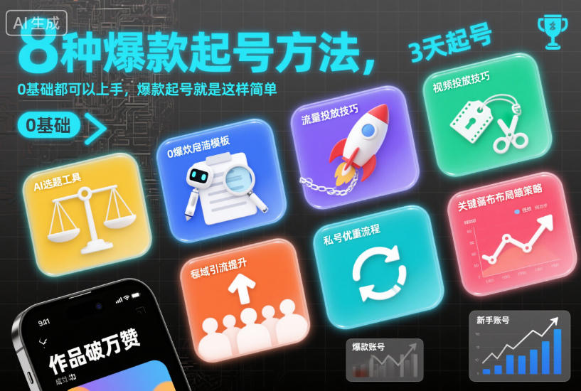 8种爆款起号方法，0基础都可以上手，爆款起号就是这样简单-智云网创 - 网创副业项目资源站