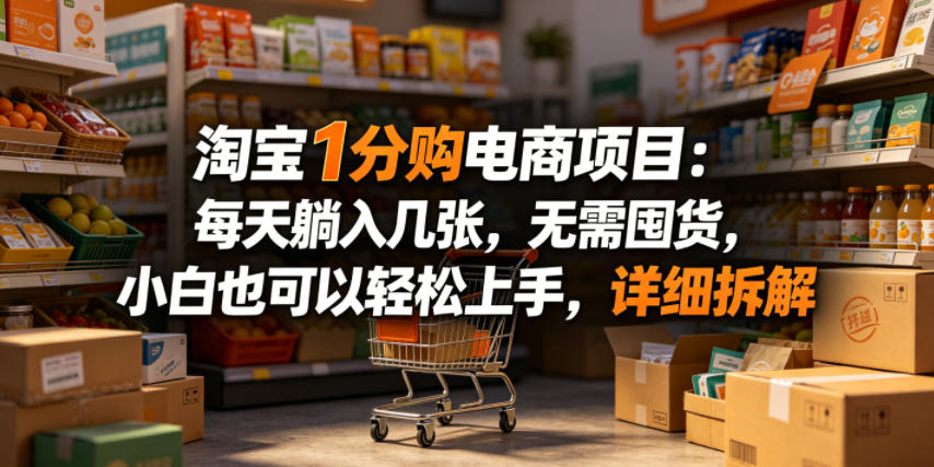 淘宝1分购电商项目:每天躺入几张,无需囤货,小白也可以轻松上手,详细拆解-智云网创 - 网创副业项目资源站