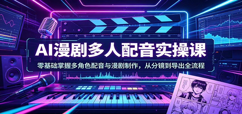 AI漫剧多人配音实操课:零基础掌握多角色配音与漫剧制作,从分镜到导出全流程-智云网创 - 网创副业项目资源站