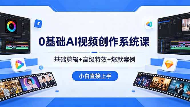 0基础AI视频创作系统课,基础剪辑+高级特效+爆款案例,小白直接上手-智云网创 - 网创副业项目资源站