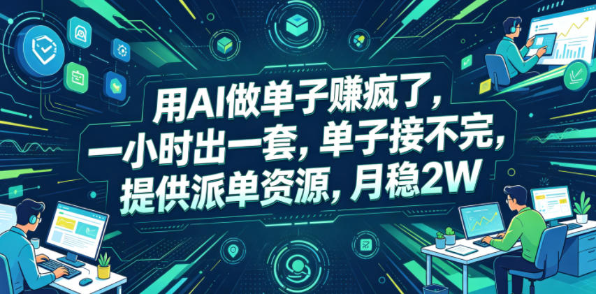 用AI做单子賺疯了,一小时出一套,单子接不完,提供派单资源,月稳2W【揭秘】-智云网创 - 网创副业项目资源站