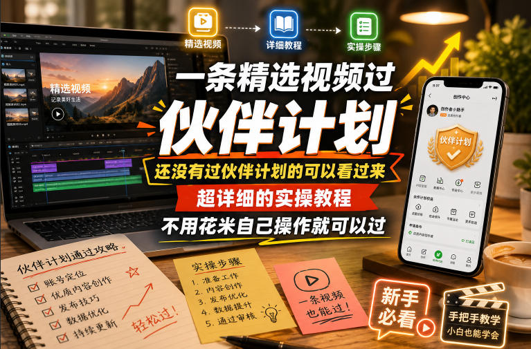一条精选视频过伙伴计划,还没有过伙伴计划的可以看过来,超详细的实操教程,不用花米自己操作就可以过-智云网创 - 网创副业项目资源站