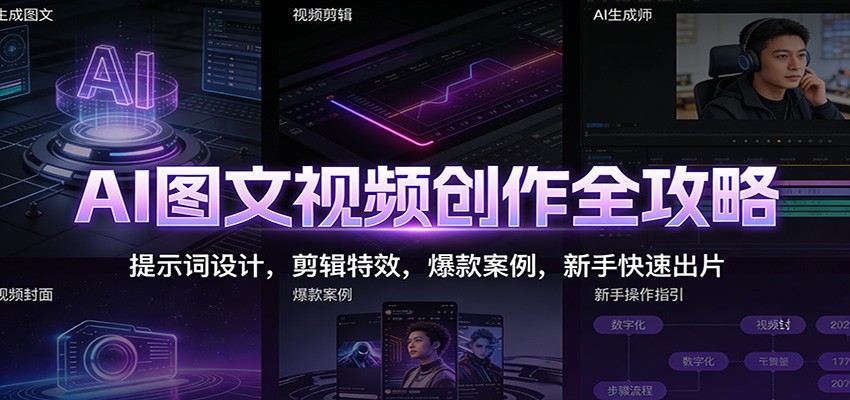 AI图文视频创作全攻略：提示词设计，剪辑特效，爆款案例，新手快速出片-智云网创 - 网创副业项目资源站