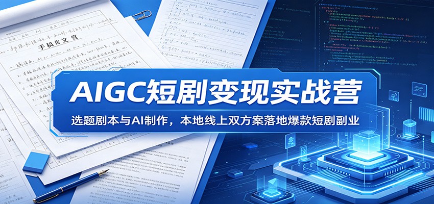 AIGC短剧变现实战营：选题剧本与AI制作，本地线上双方案落地爆款短剧副业-智云网创 - 网创副业项目资源站