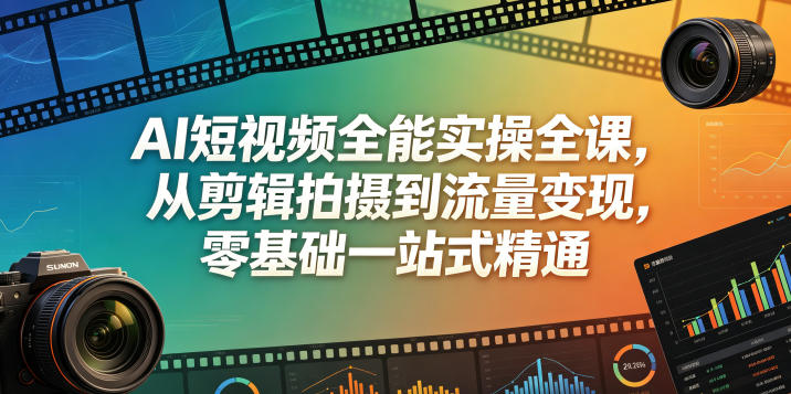 AI短视频全能实操全课,从剪辑拍摄到流量变现,零基础一站式精通-智云网创 - 网创副业项目资源站